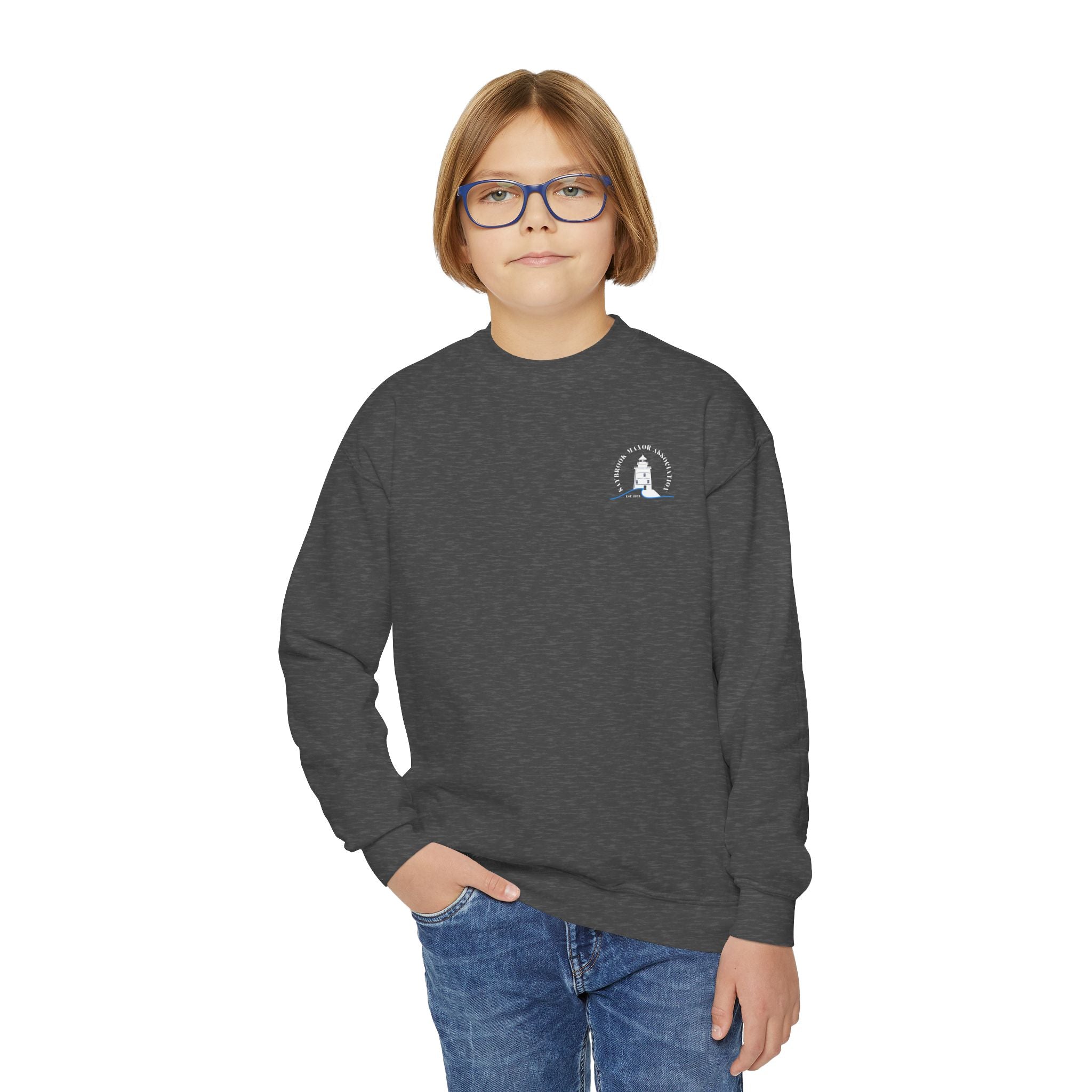 Youth-(XS-XL) Crewneck-Saybrook Association Logo On Front- "EAT. SLEEP. SAYBROOK. REPEAT." On Back