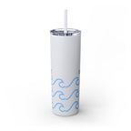 Personalized Skinny Tumbler with Straw - Coastal Waves Design, 20oz