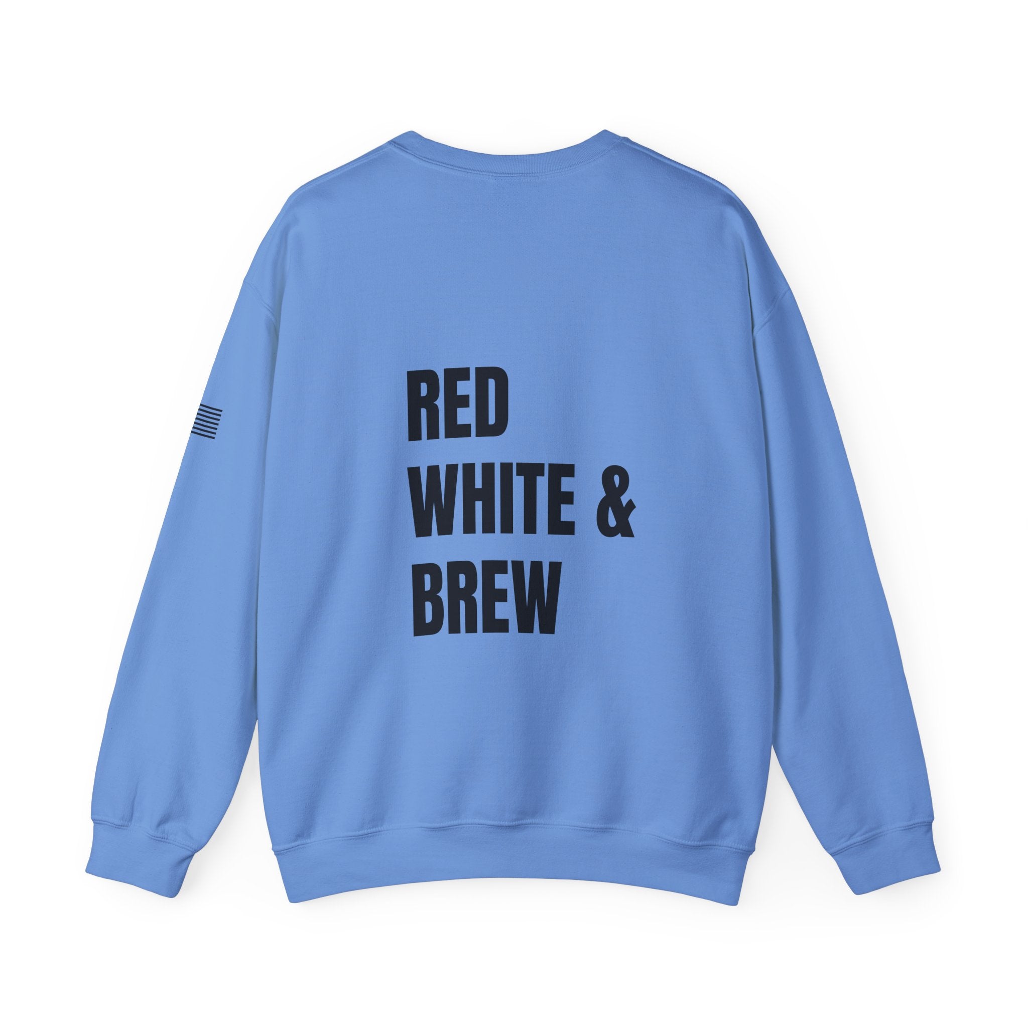 Adult- "'Merica" (Front) "Red White & Brew" (Back)- Unisex Crewneck Sweatshirt, Fourth of July, Summer Fun, Boat Days