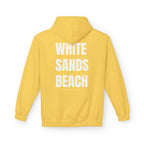 Adult- "Out Of Office" (Front) "White Sands Beach" (Back) - White Writing Hoodie