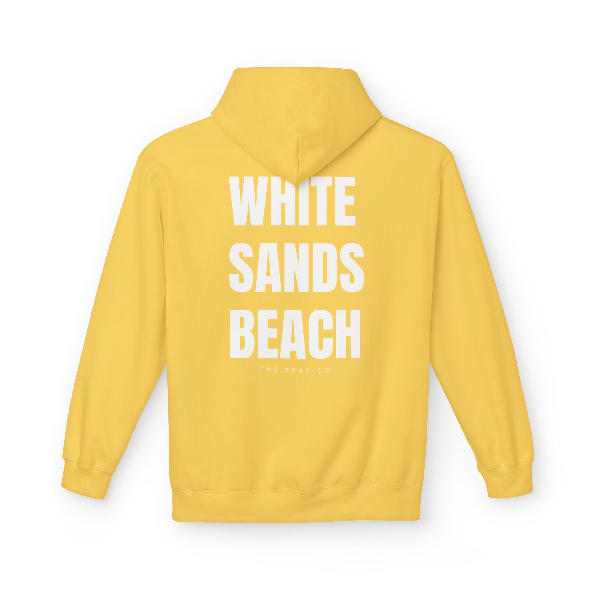 Adult- "Out Of Office" (Front) "White Sands Beach" (Back) - White Writing Hoodie