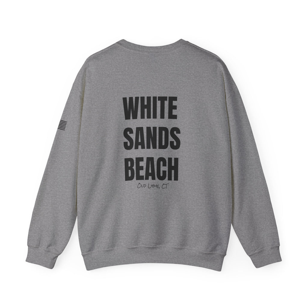Adult- "Salty AF..." (Front) "White Sands Beach -Old Lyme, CT" (Back) With Flag on Sleeve- Unisex Crewneck