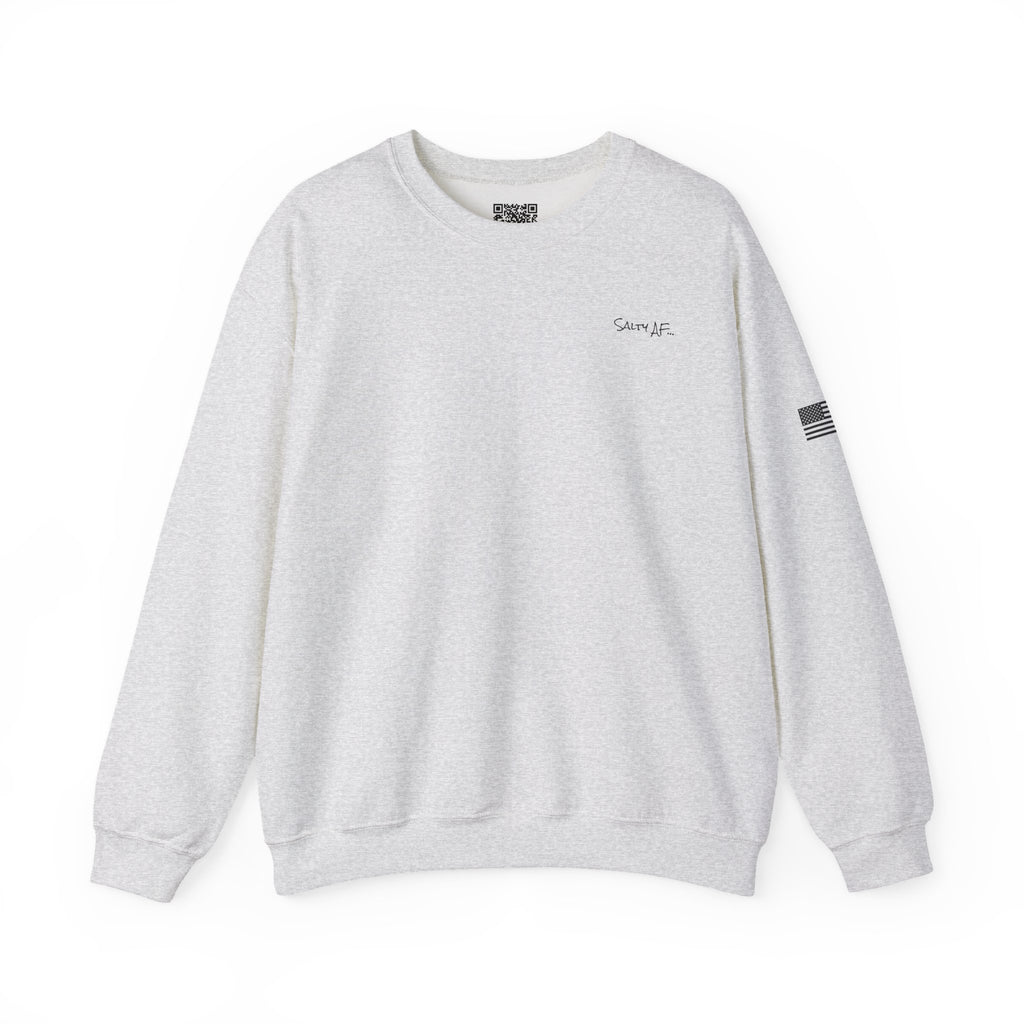 Adult- "Salty AF" (Front) "Old Lyme New Tan" (Back)- with Flag -Unisex Crewneck