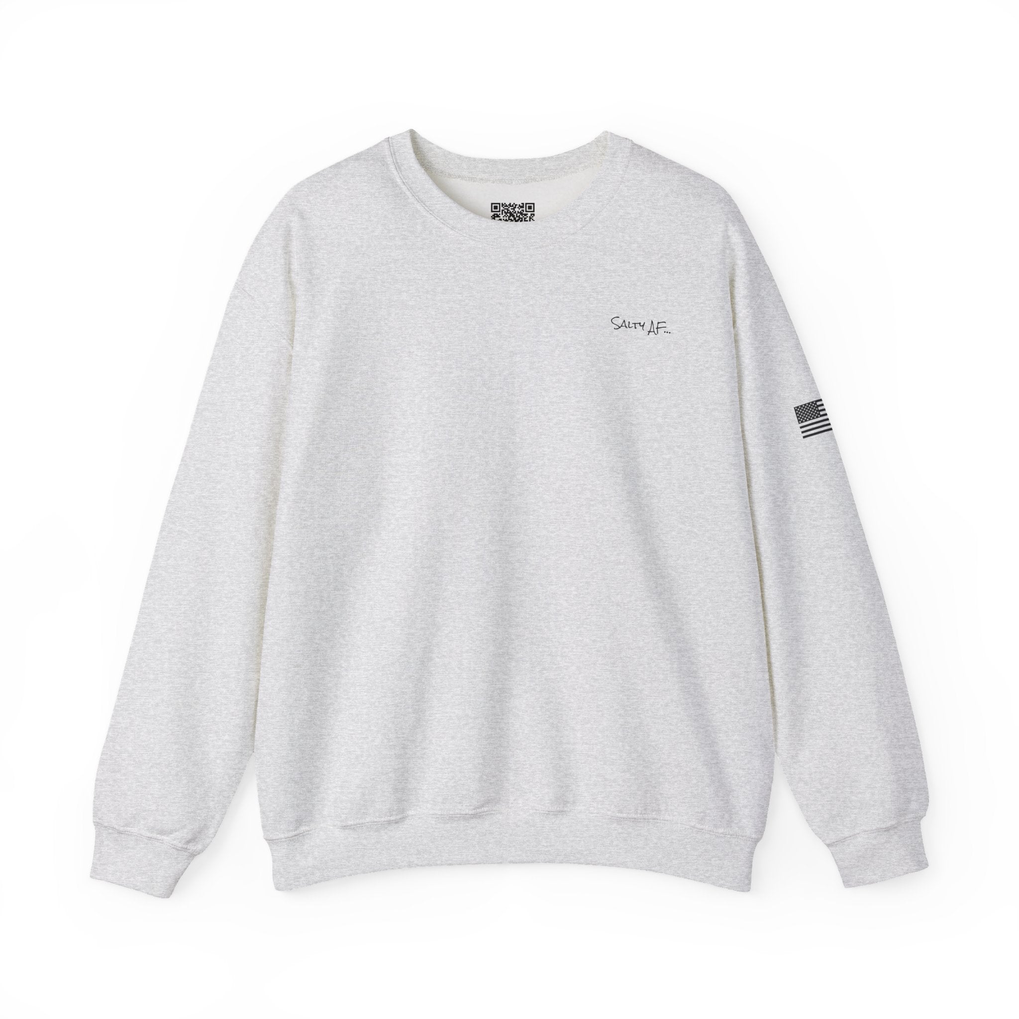 Adult- "Salty AF" (Front) "Old Lyme New Tan" (Back)- with Flag -Unisex Crewneck