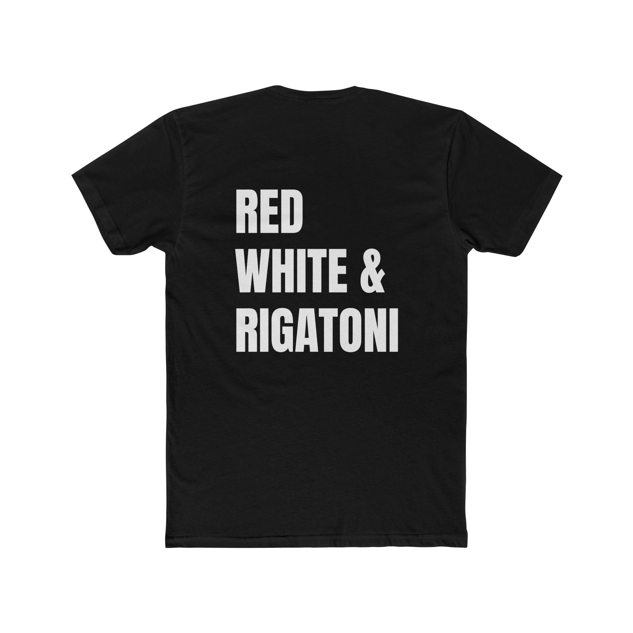 Adult- "Red White & Rigatoni" -In White Writing