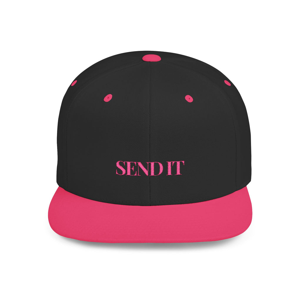 Embroidered Snackback Cap-"Send It"-In Pink Casual Hat, Outdoor Apparel, Summer Fashion, Gift for Him/Her, Festival Accessory
