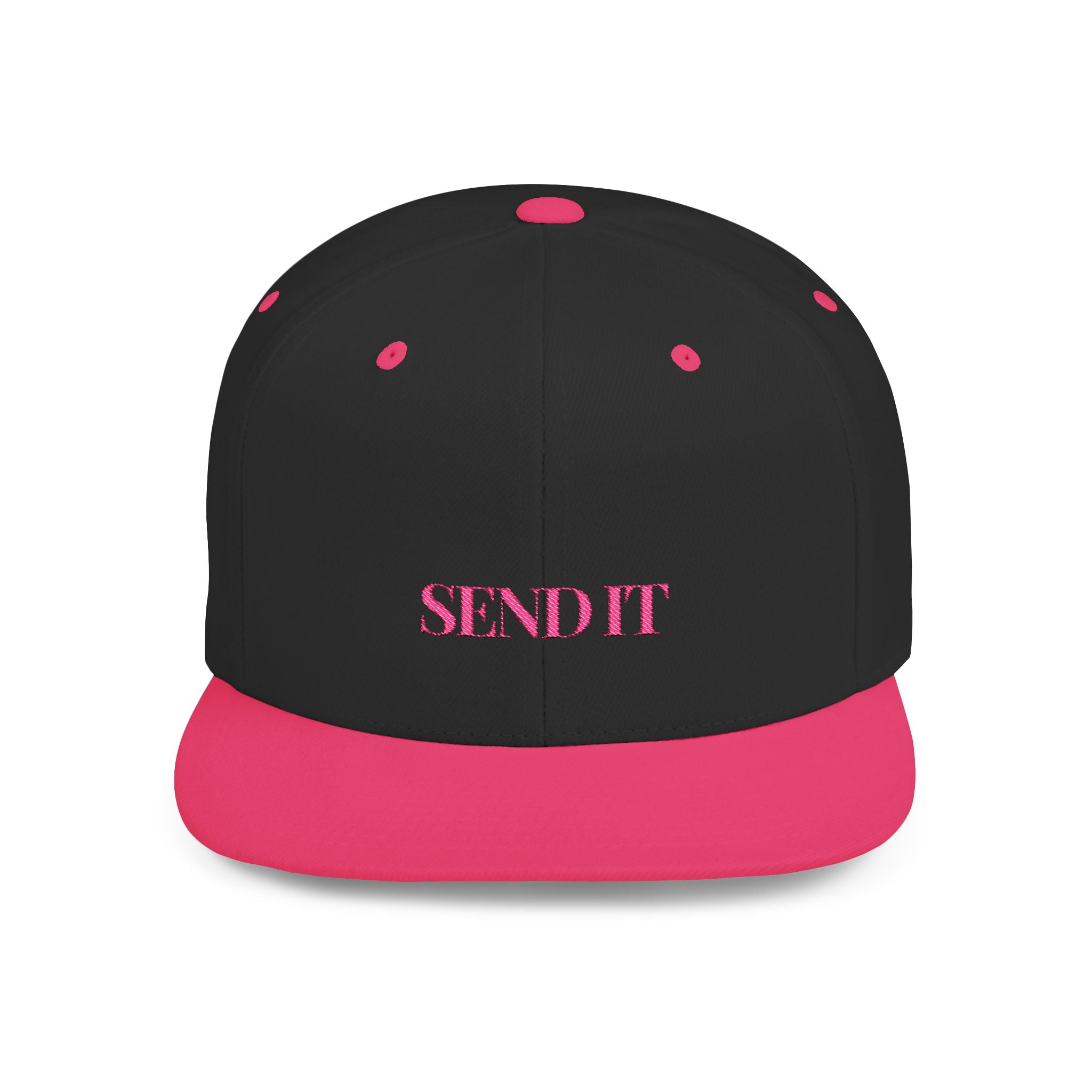 Embroidered Snackback Cap-"Send It"-In Pink Casual Hat, Outdoor Apparel, Summer Fashion, Gift for Him/Her, Festival Accessory