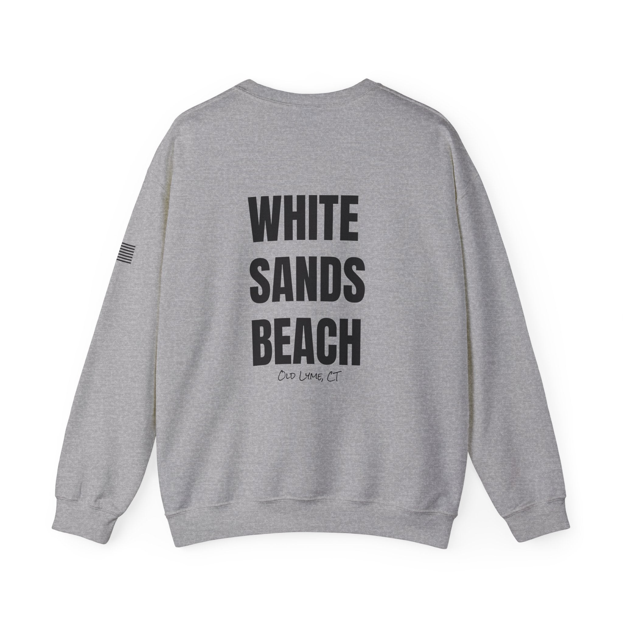 Adult- "Salty AF..." (Front) "White Sands Beach -Old Lyme, CT" (Back) With Flag on Sleeve- Unisex Crewneck