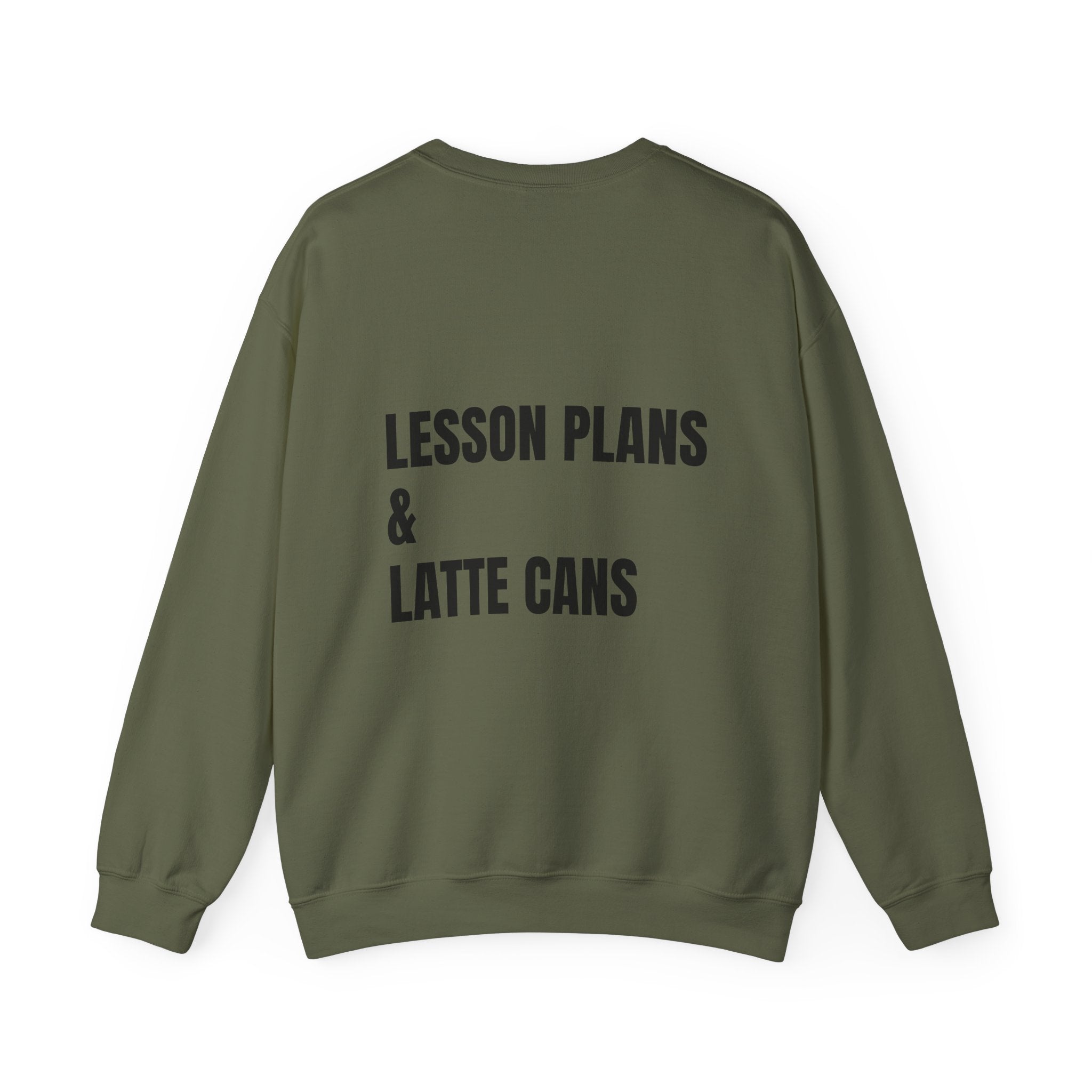 Adult- Teacher Crew Neck "Fueled By Caffeine"- "Lesson Plans & Latte Cans" -Crewneck Sweatshirt, Cozy Fall Apparel, Unisex Gift, Casual Style, September Vibes, Seasonal Fashion