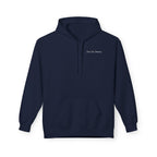 Adult- "Out Of Office" (Front) "White Sands Beach" (Back) - White Writing Hoodie