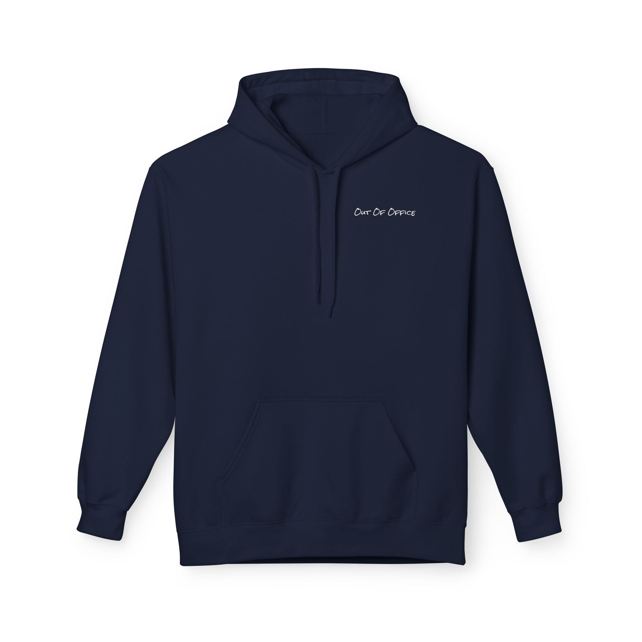 Adult- "Out Of Office" (Front) "White Sands Beach" (Back) - White Writing Hoodie