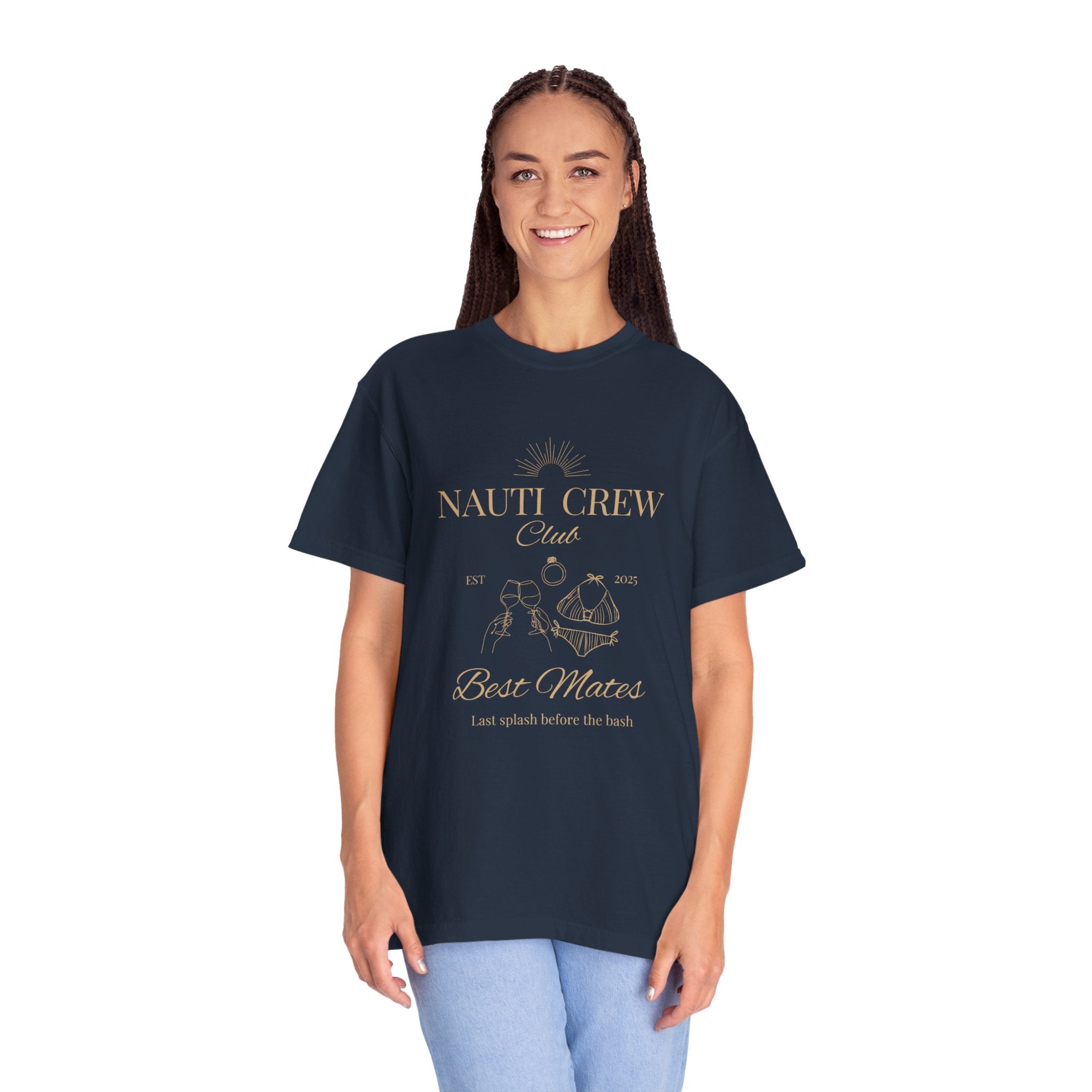 Matching "Nauti Crew-Best Mates" -T-Shirt, Pefect for Bachelorette and Wedding Parties- Unisex Vacation Top, Sailor Humor Apparel