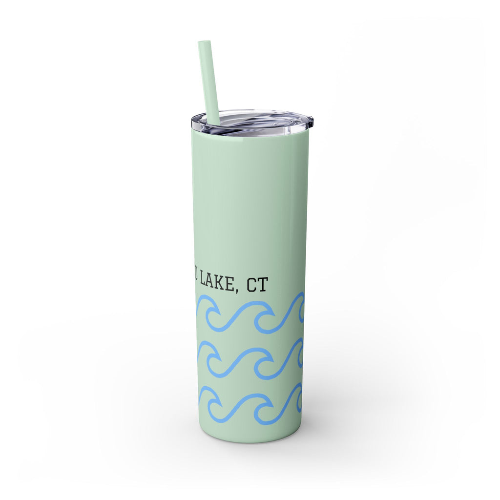 Personalized Skinny Tumbler with Straw - Coastal Waves Design, 20oz