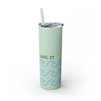 Personalized Skinny Tumbler with Straw - Coastal Waves Design, 20oz