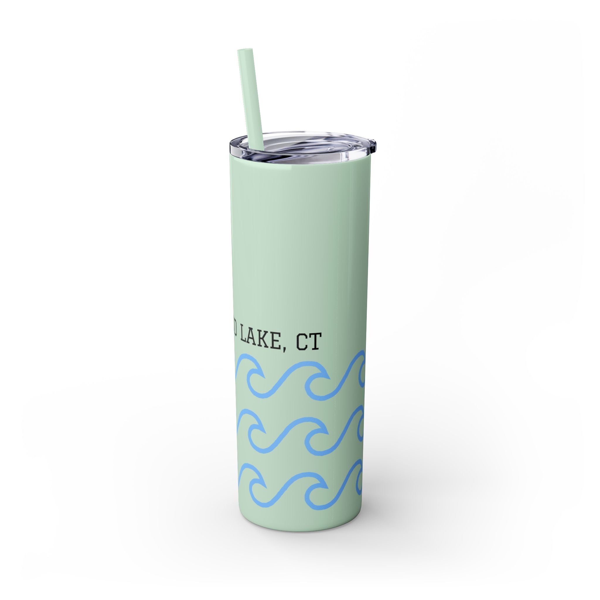 Personalized Skinny Tumbler with Straw - Coastal Waves Design, 20oz