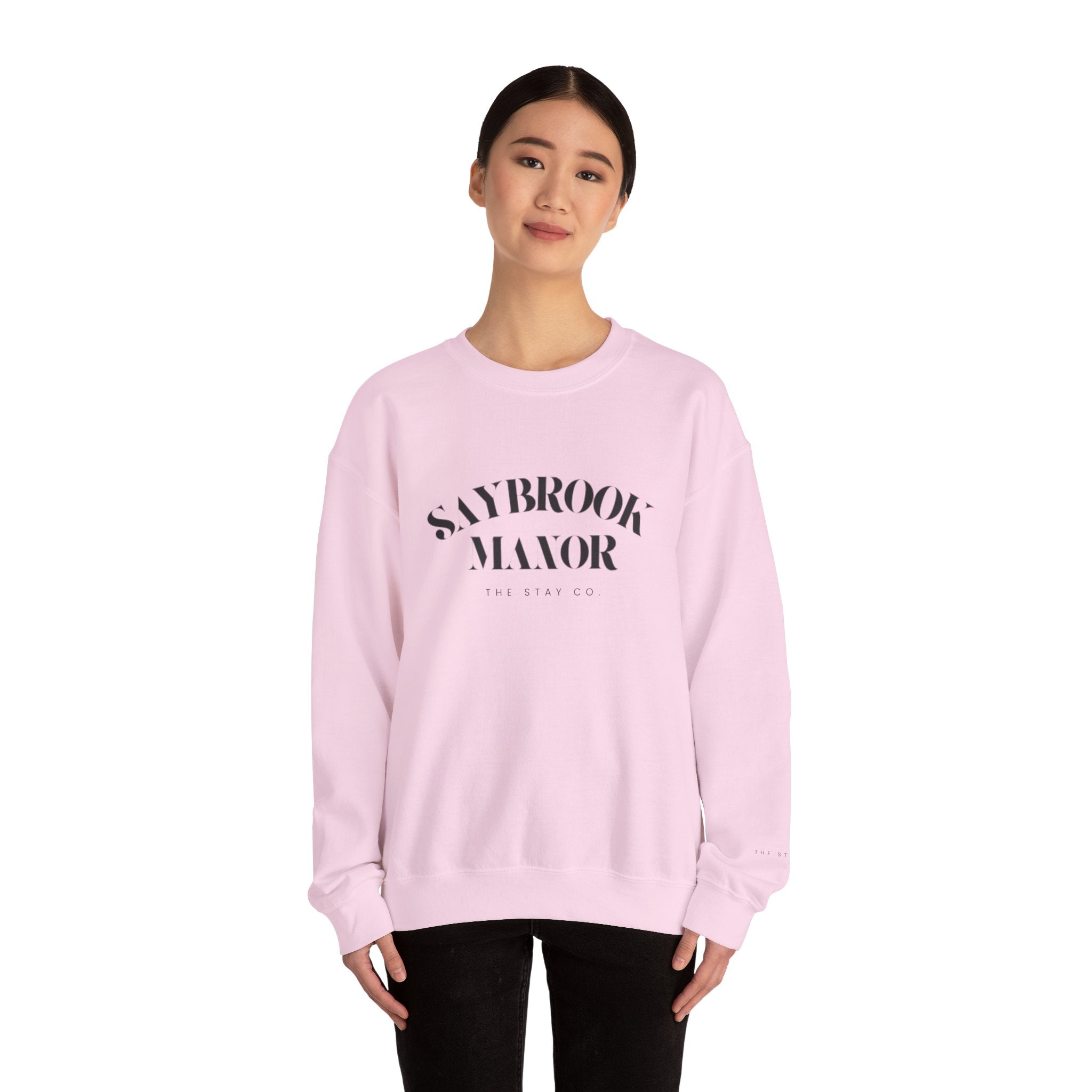 Adult Crewneck-Saybrook Manor with Logo on Back- Black Writing