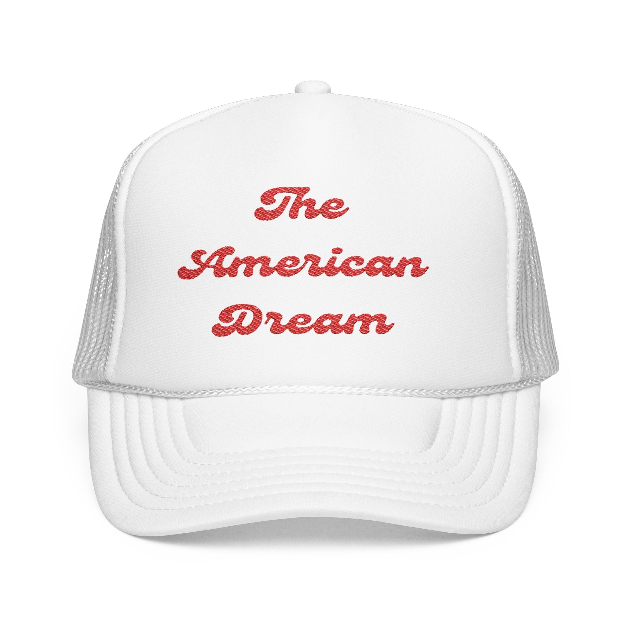 "The American Dream"- Foam Trucker Hat, Embroidered Cap, BBQ Hat, Perfect Gift for Grilling Enthusiasts, Summer BBQ Accessory, Fun Party Hat