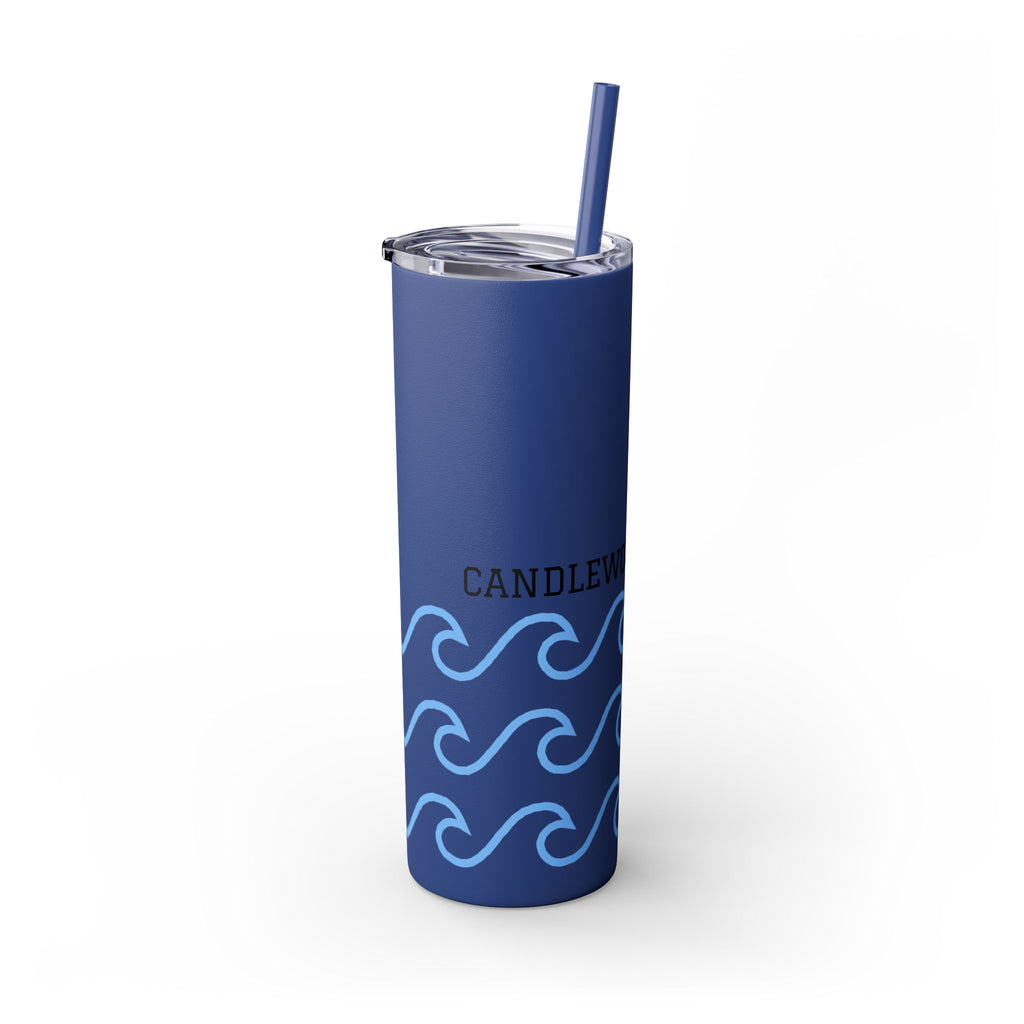 Personalized Skinny Tumbler with Straw - Coastal Waves Design, 20oz