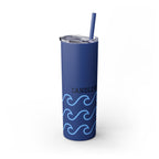 Personalized Skinny Tumbler with Straw - Coastal Waves Design, 20oz
