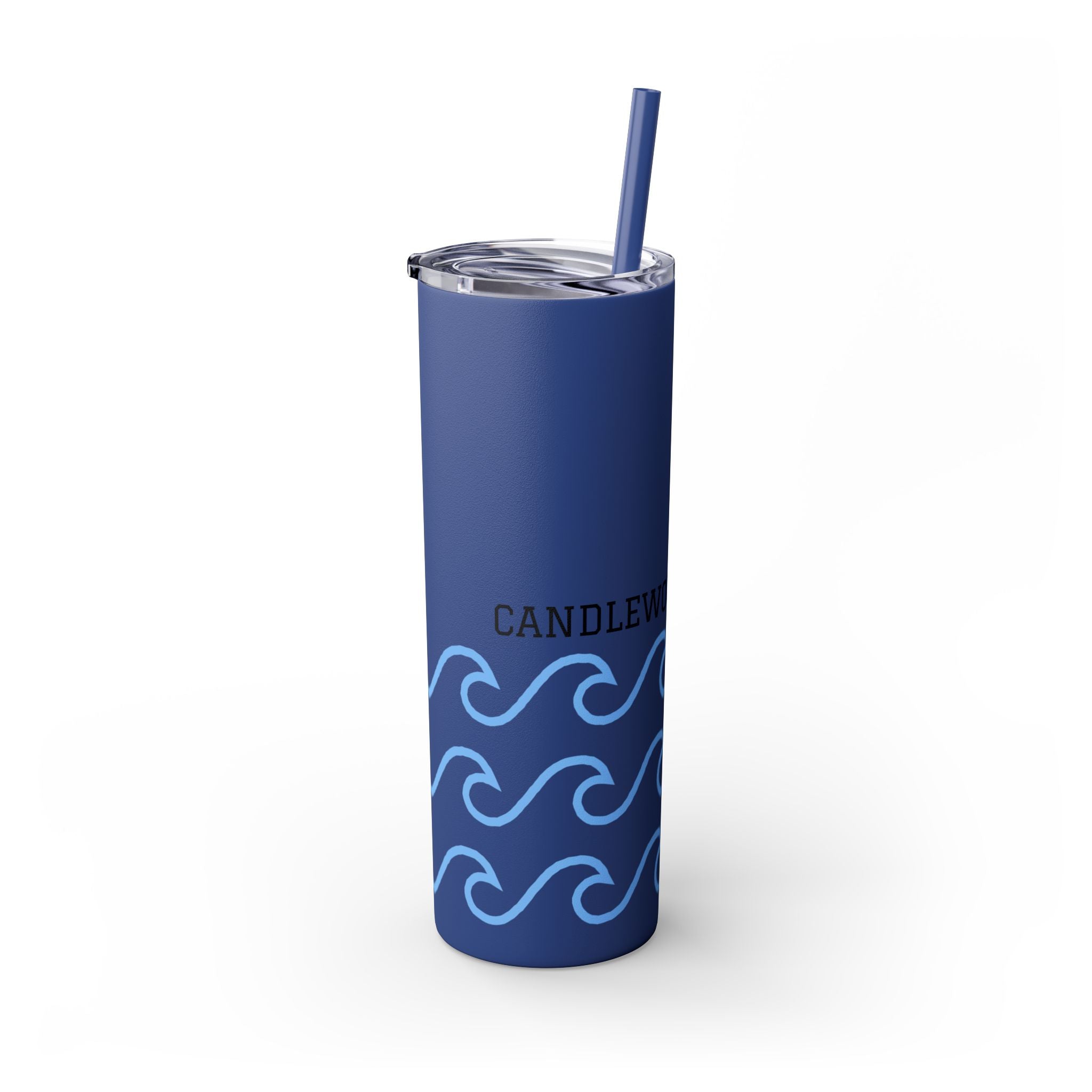 Personalized Skinny Tumbler with Straw - Coastal Waves Design, 20oz