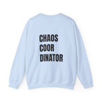 Adult- Teacher Crew Neck "Fueled by Caffeine" (Front) - "Chaos Coordinator"- (Back) Crewneck Sweatshirt, Cozy Fall Apparel, Unisex Gift, Casual Style, September Vibes, Seasonal Fashion