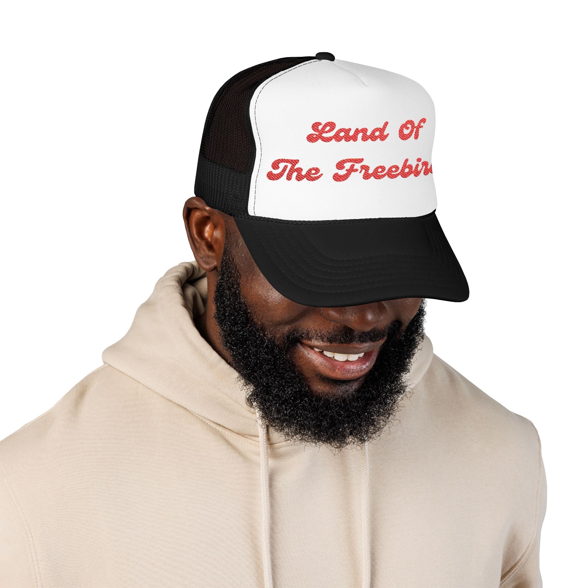 "Land of the Freebird"- Foam Trucker Hat, Embroidered Cap, BBQ Hat, Perfect Gift for Grilling Enthusiasts, Summer BBQ Accessory, Fun Party Hat