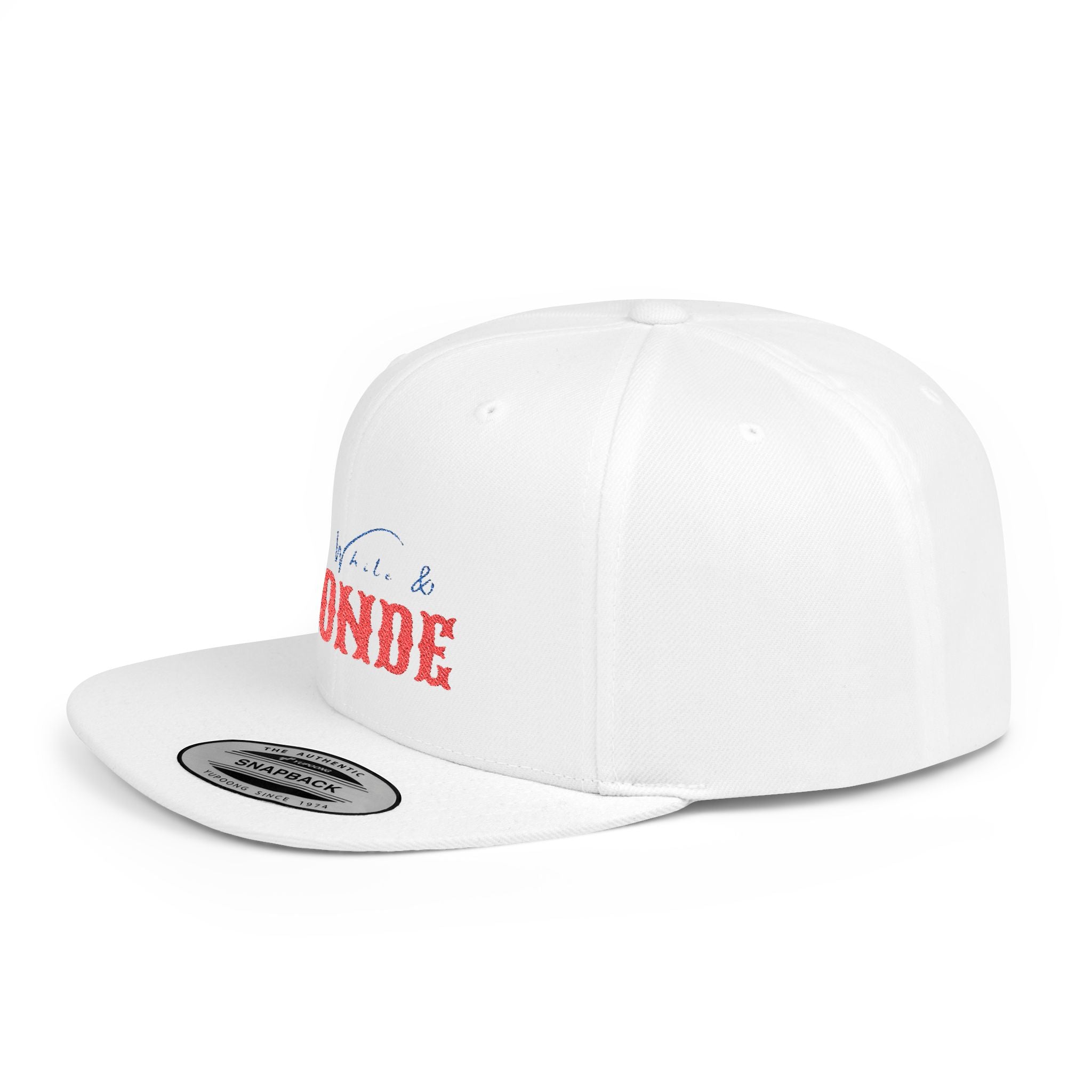 "Red, White & Blonde"- Stylish Snapback Cap, Fun Gift for Friends, Trendy Headwear, Summer Beach Hat, Perfect for Festivals and Casual Outings