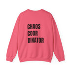 Adult- Teacher Crew Neck "Fueled by Caffeine" (Front) - "Chaos Coordinator"- (Back) Crewneck Sweatshirt, Cozy Fall Apparel, Unisex Gift, Casual Style, September Vibes, Seasonal Fashion