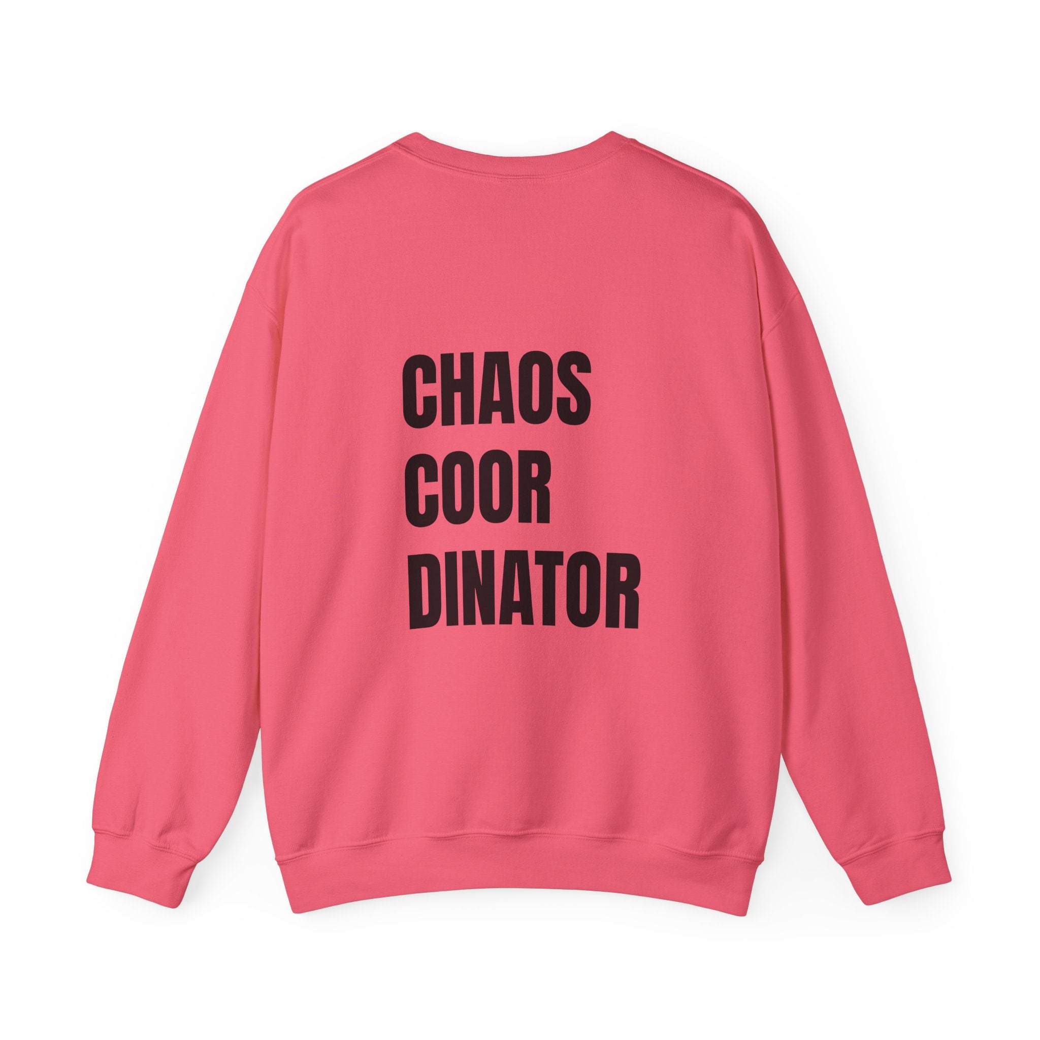 Adult- Teacher Crew Neck "Fueled by Caffeine" (Front) - "Chaos Coordinator"- (Back) Crewneck Sweatshirt, Cozy Fall Apparel, Unisex Gift, Casual Style, September Vibes, Seasonal Fashion