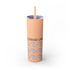 Personalized Skinny Tumbler with Straw - Coastal Waves Design, 20oz