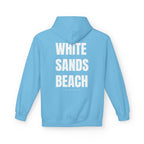 Adult- "Out Of Office" (Front) "White Sands Beach" (Back) - White Writing Hoodie