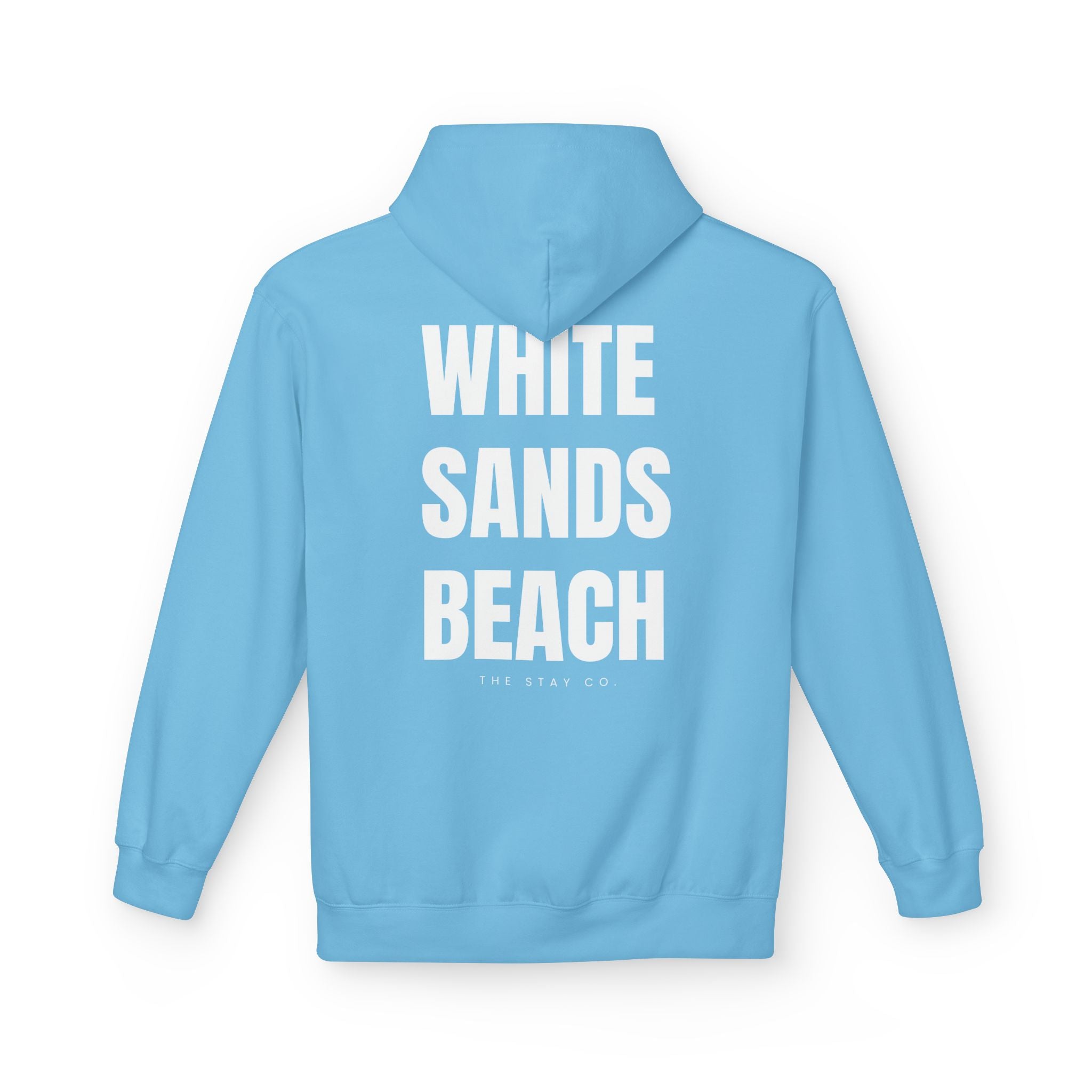 Adult- "Out Of Office" (Front) "White Sands Beach" (Back) - White Writing Hoodie