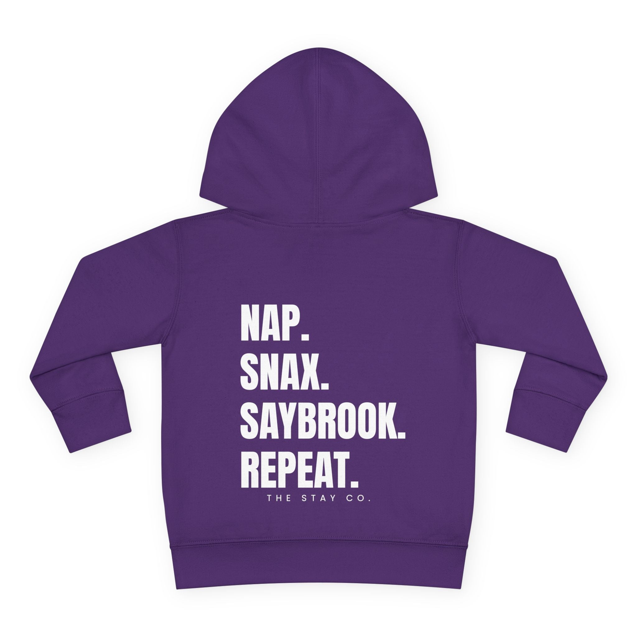 Toddler Hoodie- Saybrook Manor Association Logo on Front - "NAP. SNAX. SAYBROOK. REPEAT."