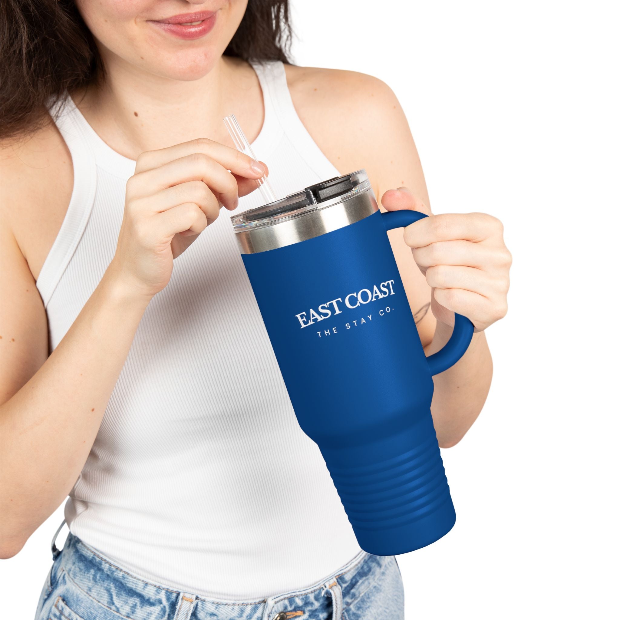 Travel Mug -40oz Insulated Cup- "East Coast" In White Writing