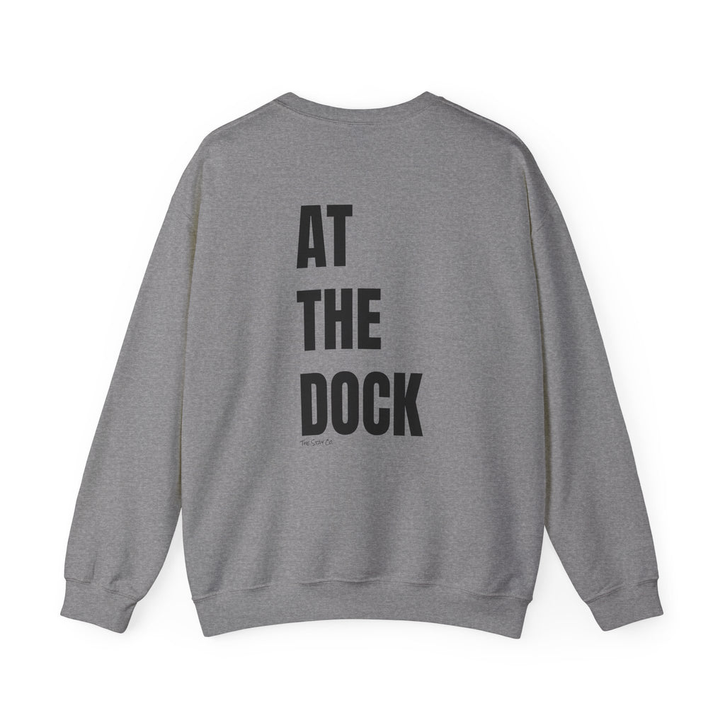 Adult- "Catch me" (Front) - "At The Dock" (Back) -Black Writing -Unisex Crewneck Sweatshirt