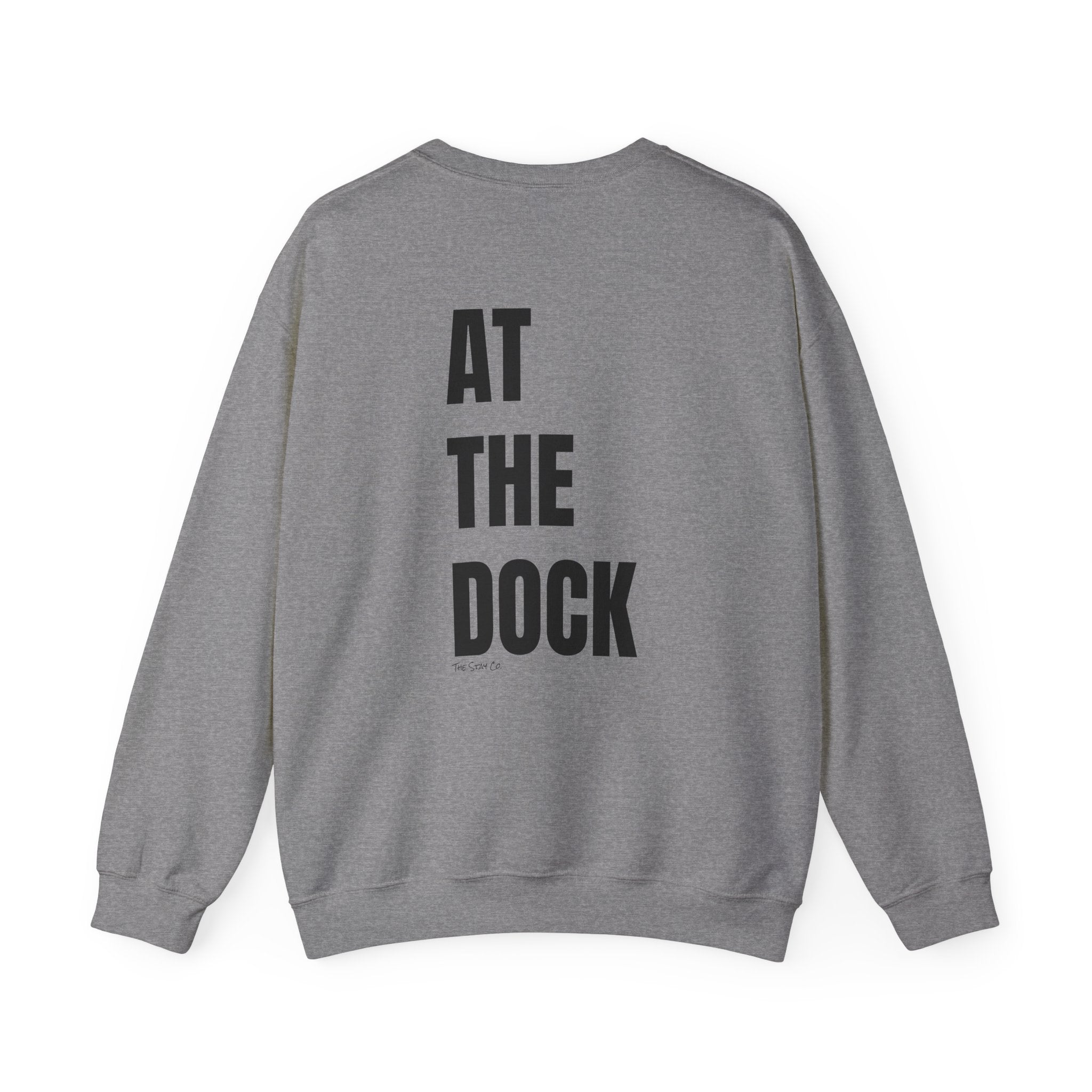 Adult- "Catch me" (Front) - "At The Dock" (Back) -Black Writing -Unisex Crewneck Sweatshirt