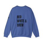 Adult- "'Merica" (Front) "Red White & Brew" (Back)- Unisex Crewneck Sweatshirt, Fourth of July, Summer Fun, Boat Days