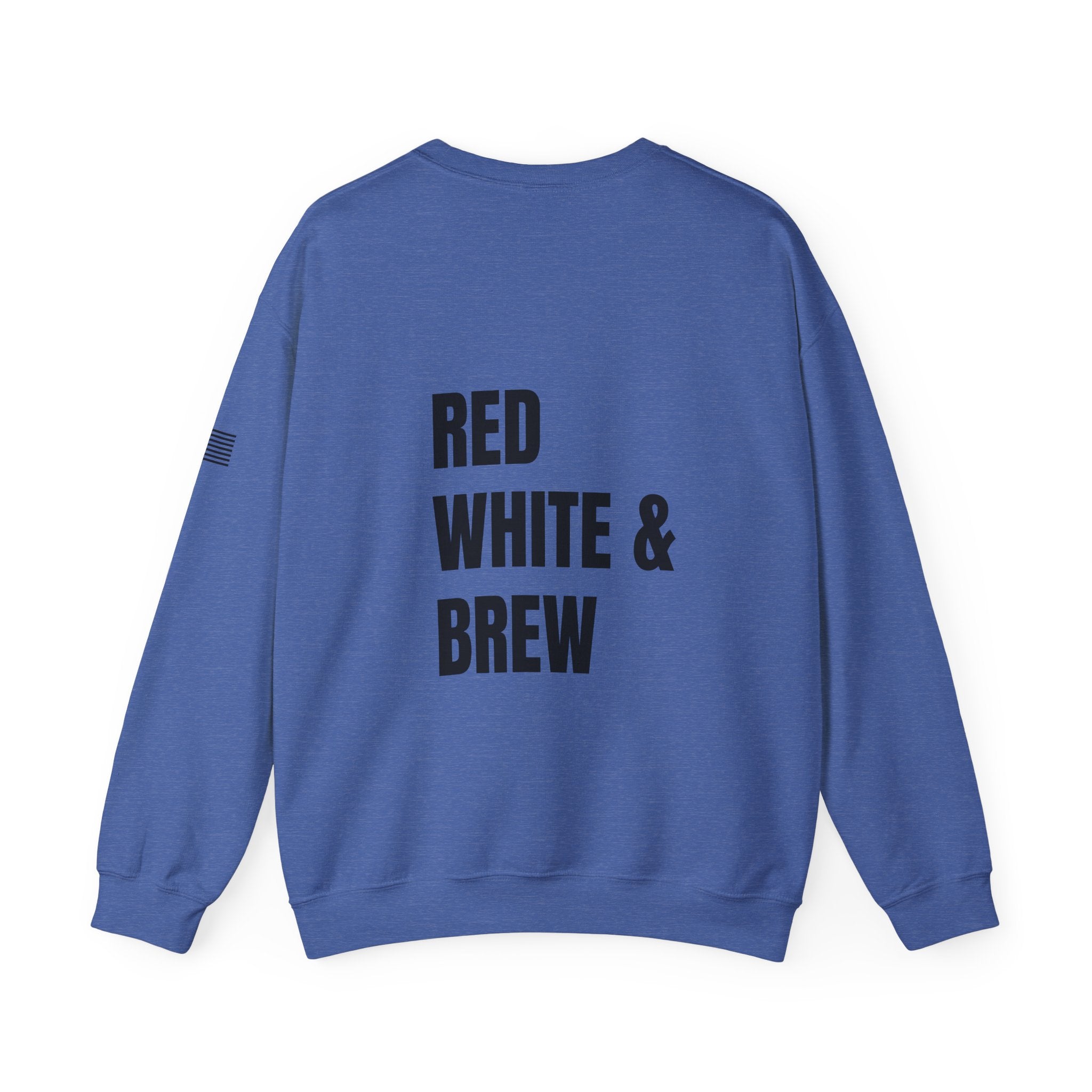Adult- "'Merica" (Front) "Red White & Brew" (Back)- Unisex Crewneck Sweatshirt, Fourth of July, Summer Fun, Boat Days