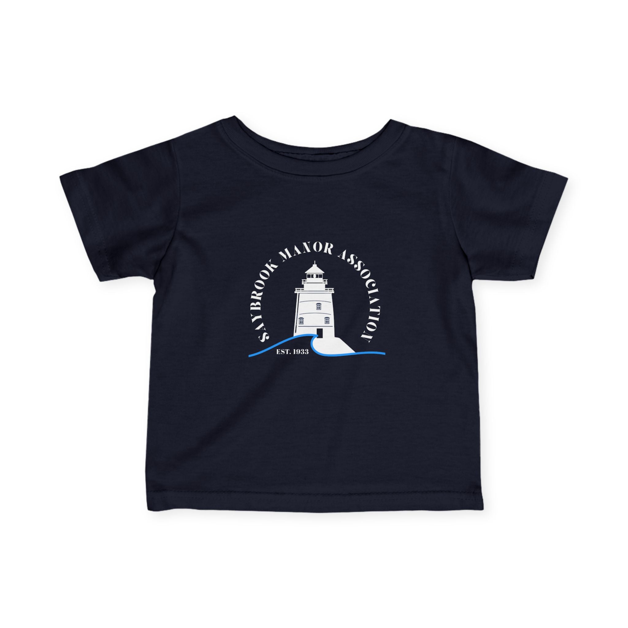 Infant (6M-24M)- Saybrook Manor Association Logo On Front  "MILK. NAP. SAYBROOK. REPEAT." (Back) in White Writing