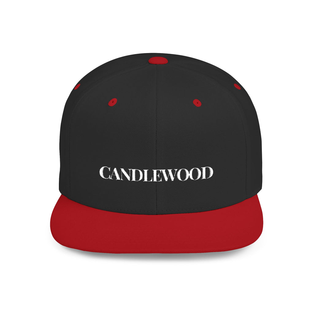 Embroidered Snackback Cap-"Candlewood"- In White Writing-Casual Hat, Outdoor Apparel, Summer Fashion, Gift for Him/Her, Festival Accessory