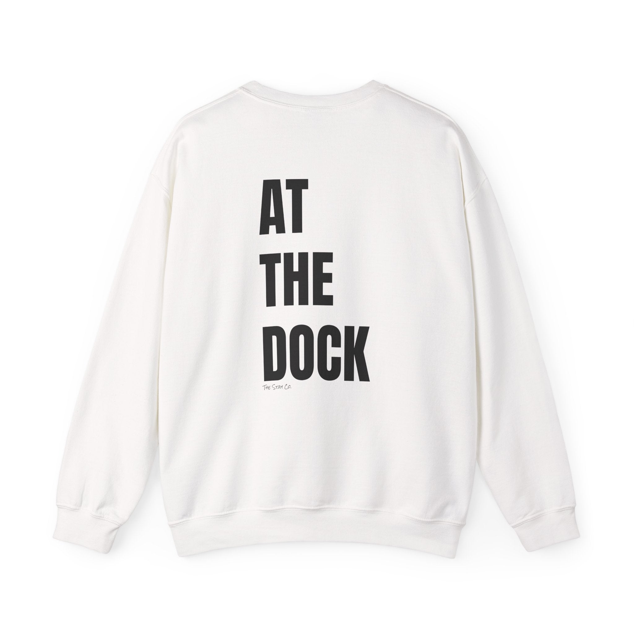 Adult- "Catch me" (Front) - "At The Dock" (Back) -Black Writing -Unisex Crewneck Sweatshirt