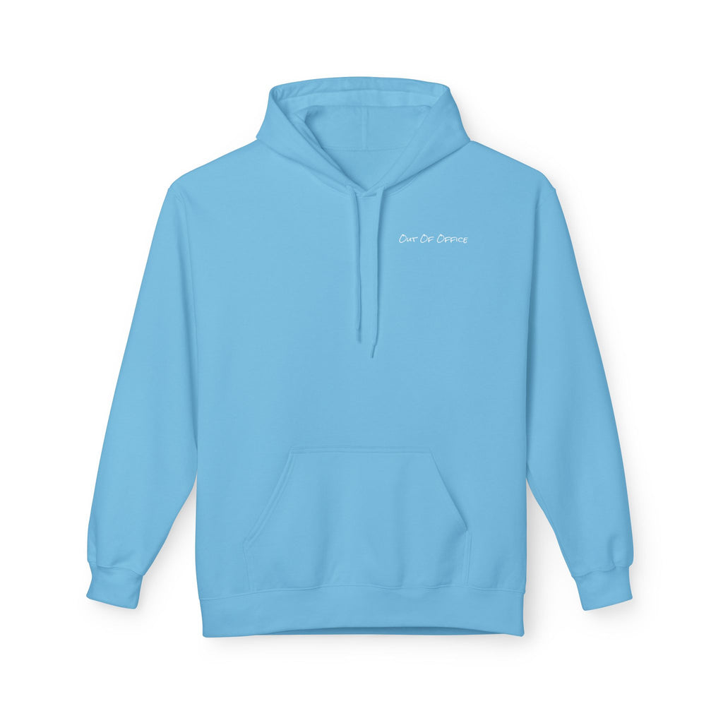 Adult- "Out Of Office" (Front) "White Sands Beach" (Back) - White Writing Hoodie