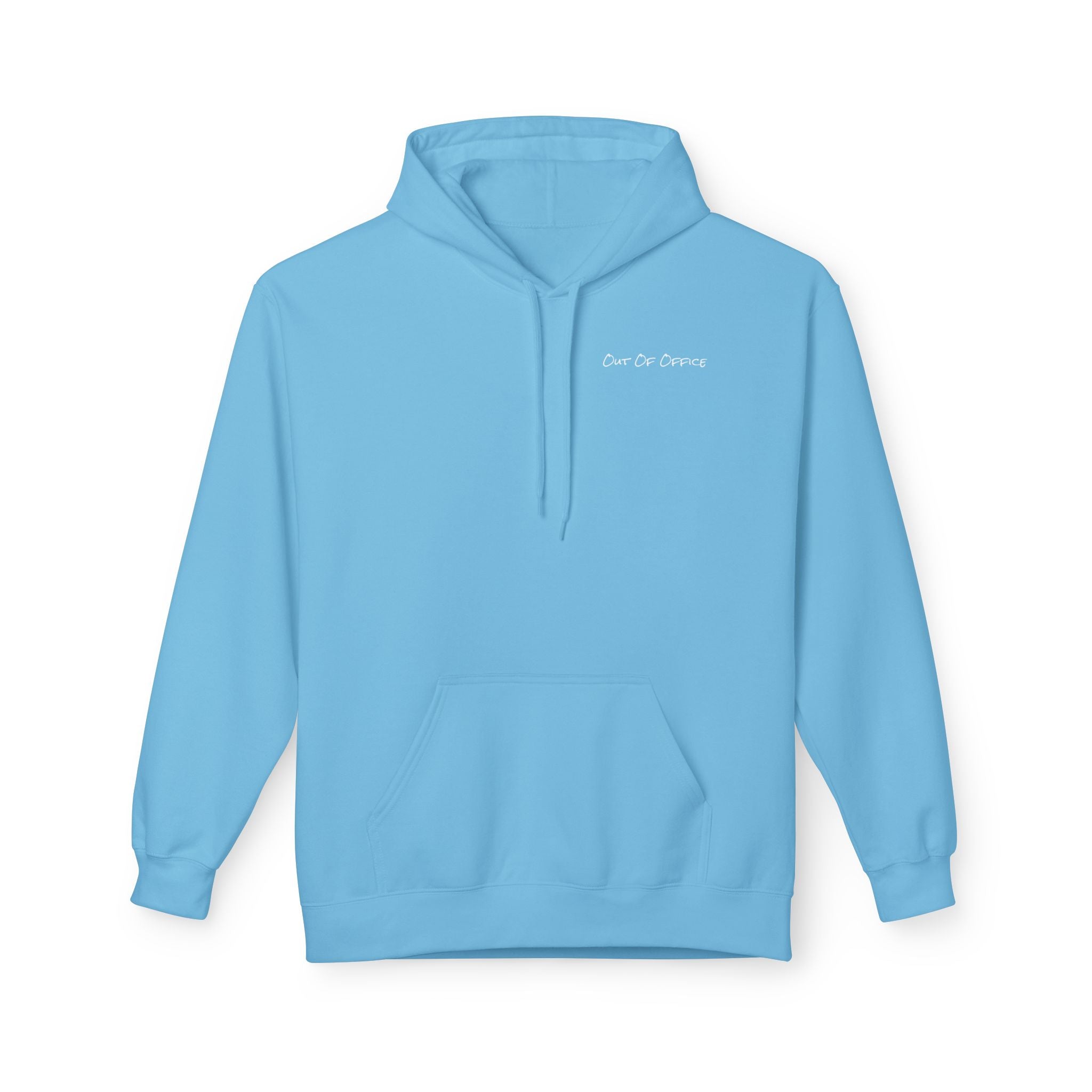 Adult- "Out Of Office" (Front) "White Sands Beach" (Back) - White Writing Hoodie