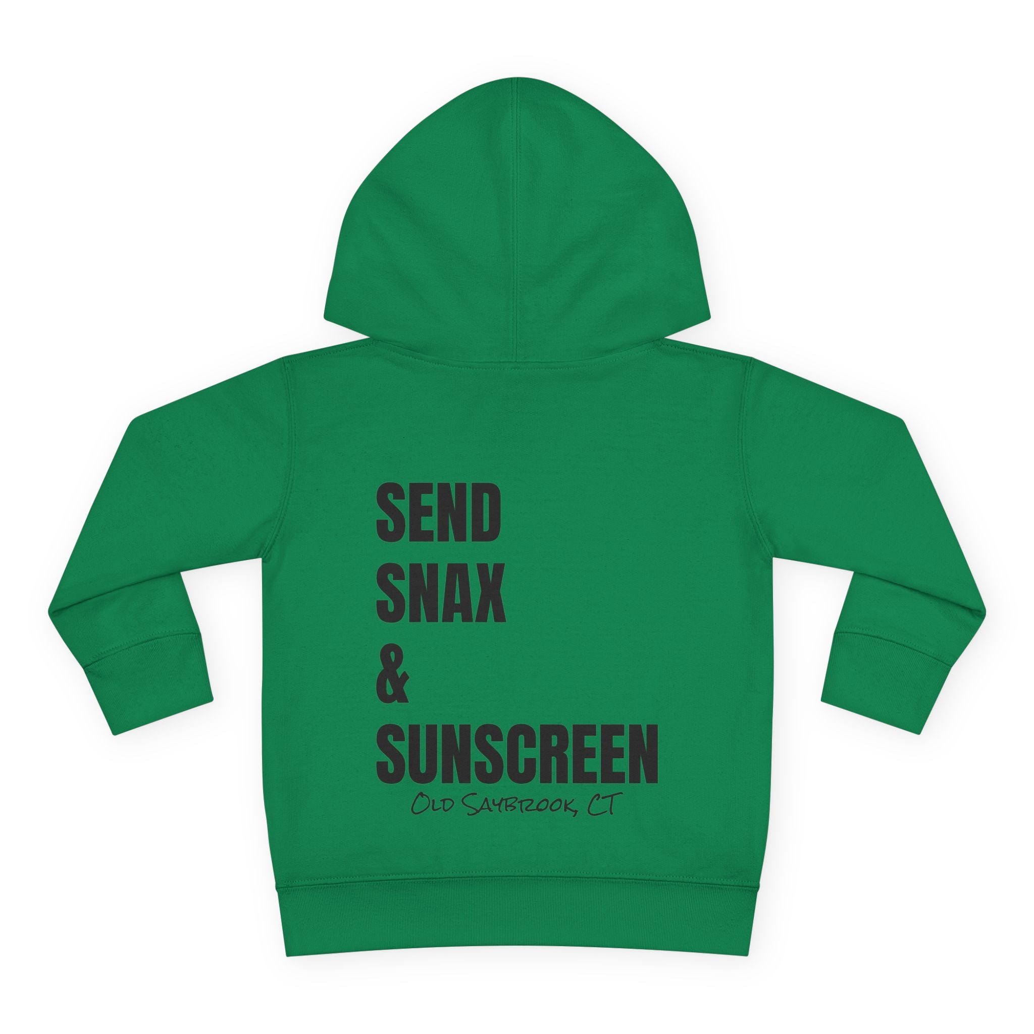 Toddler (2T-6T)- "Gone To The Beach" (Front) "Send Snax & Sunscreen, Old Saybrook, CT"- (Back)- Hoodie