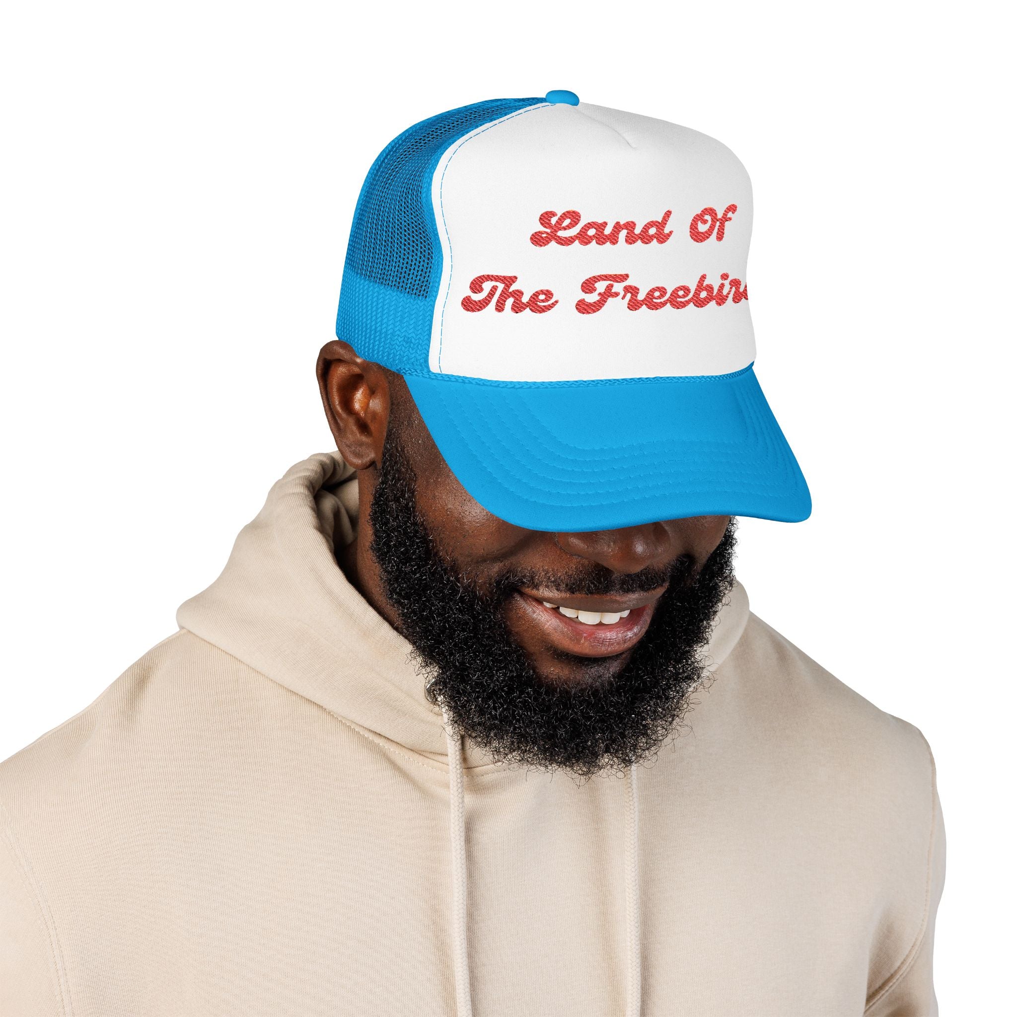 "Land of the Freebird"- Foam Trucker Hat, Embroidered Cap, BBQ Hat, Perfect Gift for Grilling Enthusiasts, Summer BBQ Accessory, Fun Party Hat