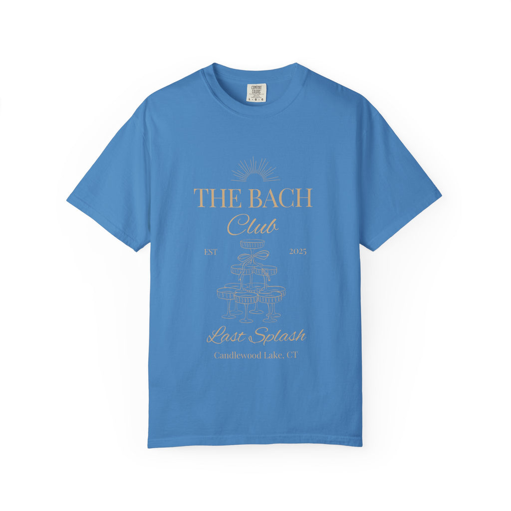 Matching "The Bach Club-Last Splash- Candlewood Lake" -In Beige Writing- Choose a Color Shirt- Perfect for Bachelorette and Wedding Parties- Unisex Vacation Top, Sailor Humor Apparel