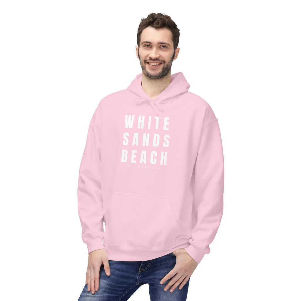 White Sands Beach Hoodie in White Writing