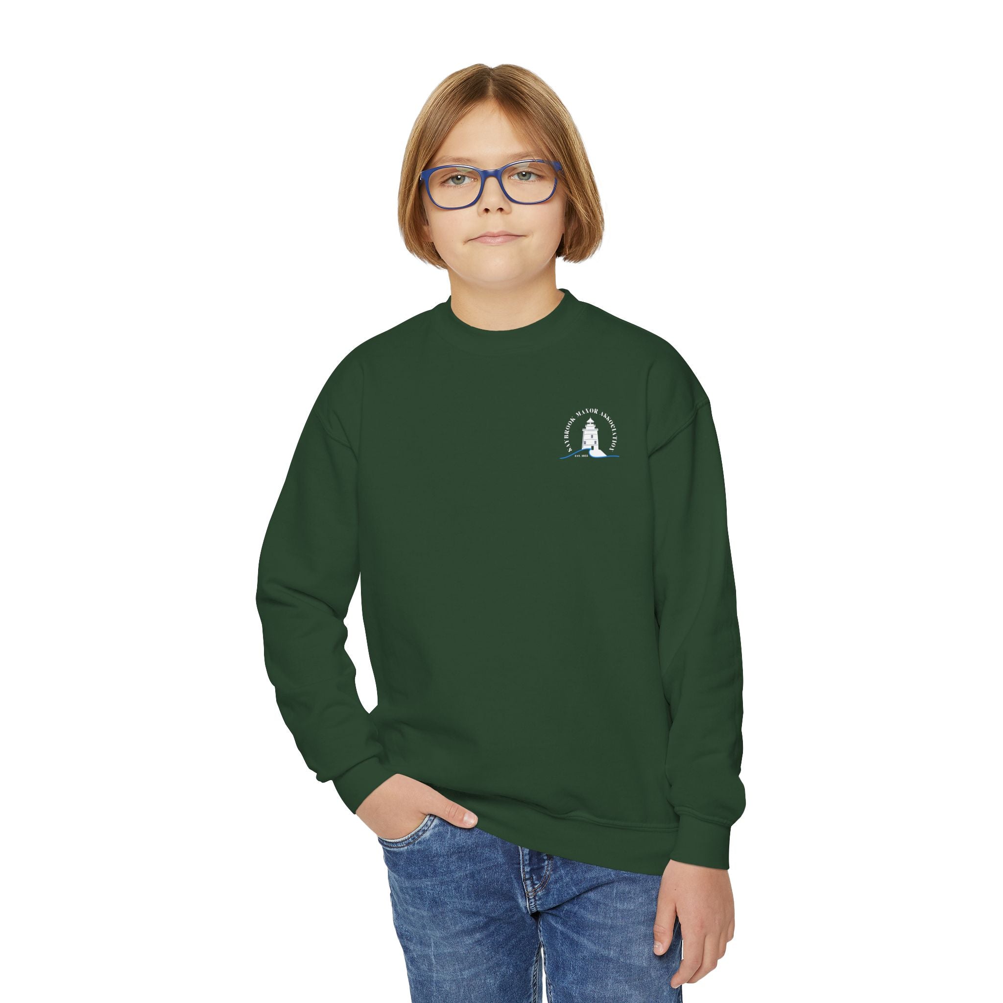 Youth-(XS-XL) Crewneck-Saybrook Association Logo On Front- "EAT. SLEEP. SAYBROOK. REPEAT." On Back