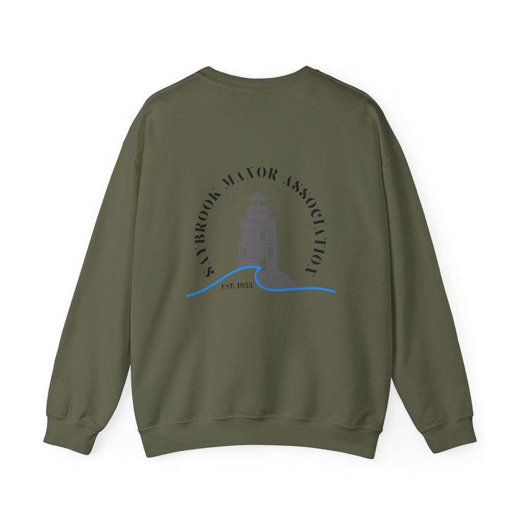 Adult Crewneck-Saybrook Manor with Logo on Back- Black Writing
