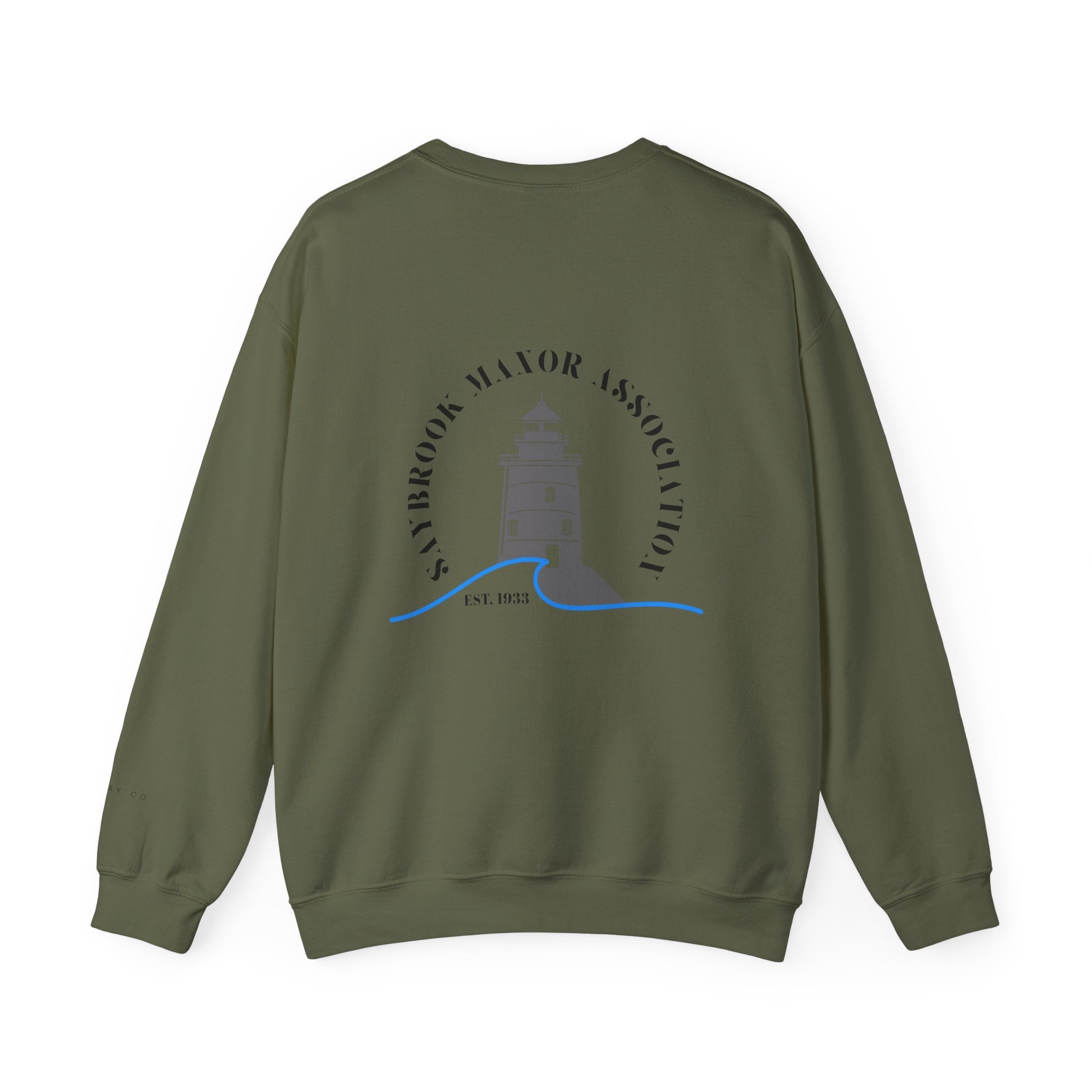 Adult Crewneck-Saybrook Manor with Logo on Back- Black Writing